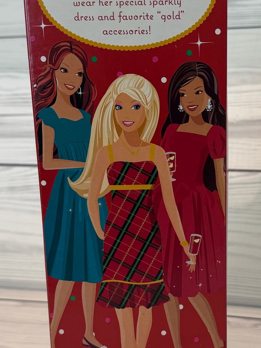 2008 Holiday Party Barbie Red, Green & Gold Holiday Dress Doll, new, unopened - Picture 2 of 2